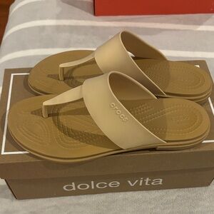 CROCS Tan Slide Sandals